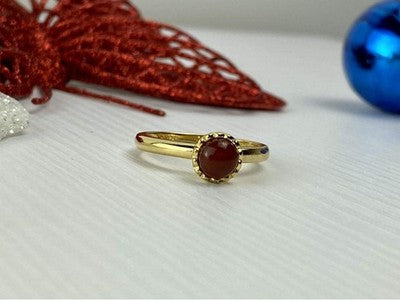 925 Sterling Silver Gold Plated Pyrope Garnet Ring Size 9.5