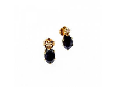14K Yellow Gold Almandine & Diamond Earrings