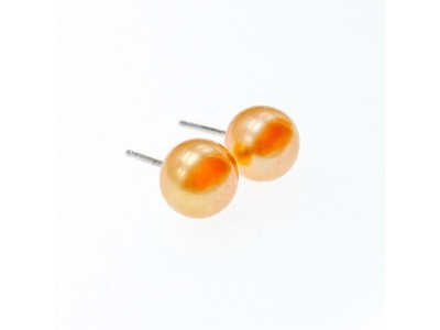 925 Sterling Silver Orange Pearls Stud Earrings