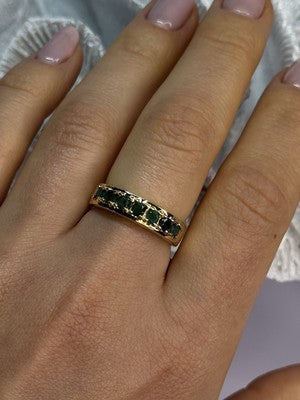 925 Sterling Silver Gold Plated Emerald Ring Size 8