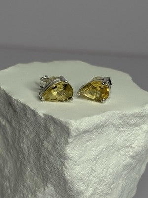 925 Sterling Silver Citrine Earrings Length 0.4 Inch