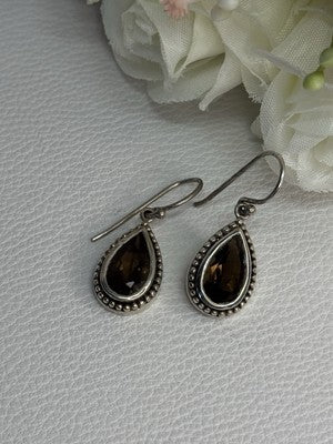 925 Sterling Silver Brown Tourmaline Earrings Length 1.30 Inch