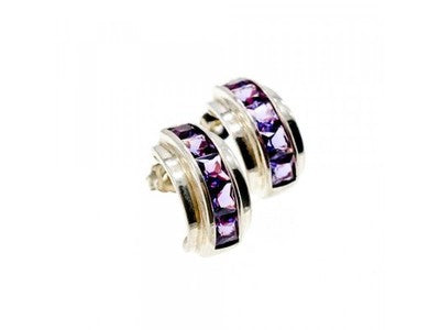 925 Sterling Silver Purple Tourmaline Stud Earrings