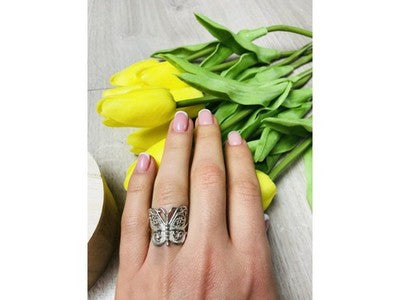 925 Sterling Silver "Openwork Butterfly" Ring Size 6.5