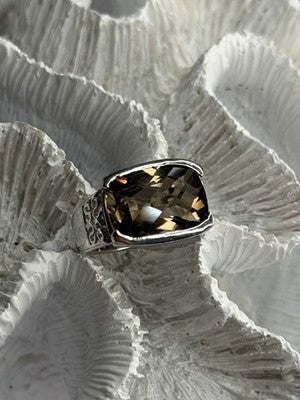 925 Sterling Silver Brown Tourmaline Ring Size 7