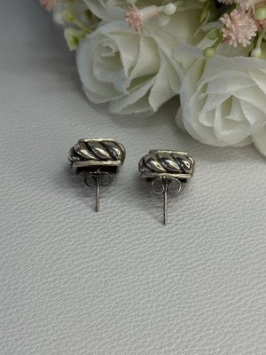 Vintage 925 Sterling Silver Turquoise Earrings Length 0.60 Inch