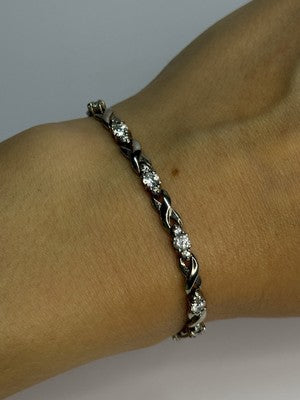 Beautiful 925 Sterling Silver CZ Bracelet Length 7 Inch
