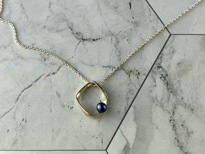 925 Sterling Silver Pearl Chain With Pendant Italy