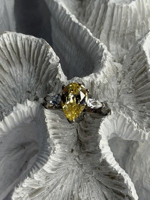 NV 925 Sterling Silver Citrine & White Spinel Ring Size 8