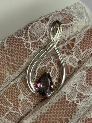 925 Sterling Silver Alexandrite Pear Pendant Length 1.5 Inch