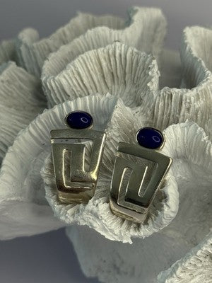 925 Sterling Silver Sodalite Earrings Length 1.05 Inch