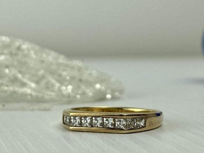 925 Sterling Silver Gold Plated CZ Ring Size 7