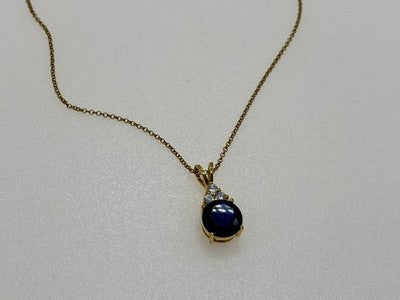 925 Sterling Silver Gold Plated Spinel & CZ Chain With Pendant
