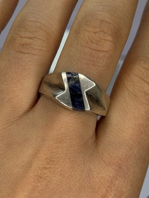 Vintage 925 Sterling Silver Sodalite Ring Size 10.5