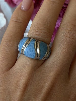 925 Sterling Silver Sodalite Ring Size 6.5