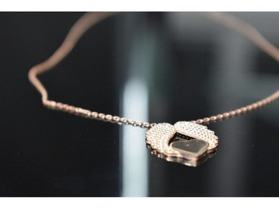 925 Sterling Silver Gold Plated CZ "Angel's Wings with Heart" Necklace