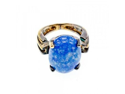 Vintage 925 Sterling Silver Gold Plated Larimar Ring Size 5.5