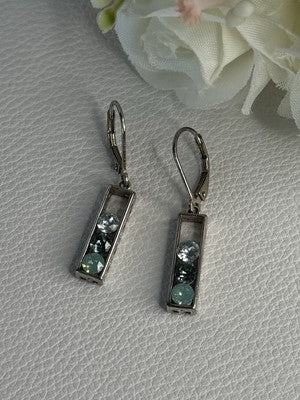 925 Sterling Silver Aquamarine Earrings Length 1.30 Inch