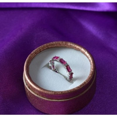 925 Sterling Silver Pink Topaz & CZ Ring Size 5.5