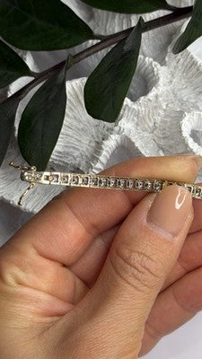 Shiny 925 Sterling Silver Gold Plated Cz Bracelet 7.5