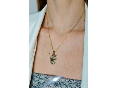 925 Sterling Silver Gold Plated Multi Gemstones Chain With Pendant