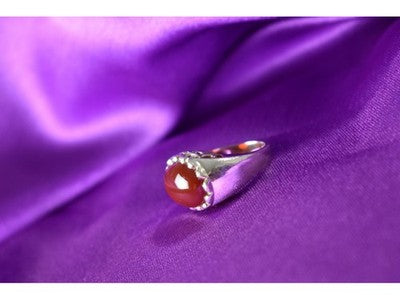 925 Sterling Silver Carnelian Ring Size 6.5