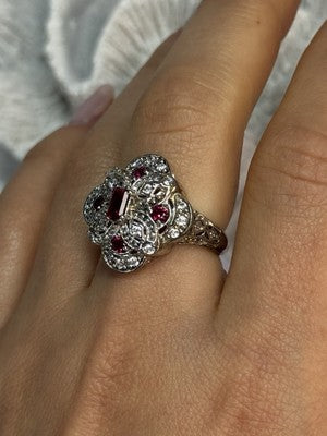 925 Sterling Silver Pink Spinel Ring Size 5