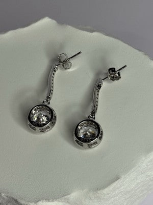 925 Sterling Silver Dream CZ Earrings Length 1.05 Inch