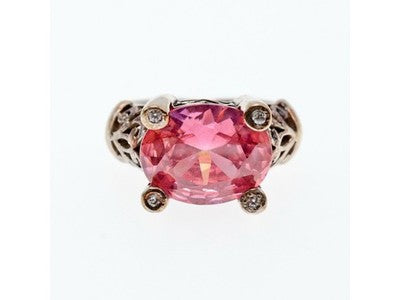 925 Sterling Silver Pink CZ Ring Size 8