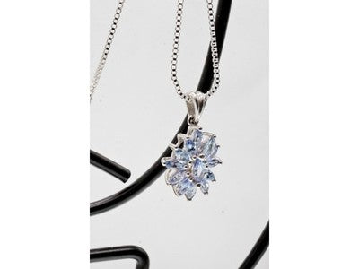 925 Sterling Silver Tanzanites "Flower" Chain With Pendant