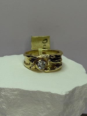 18K YELLOW GOLD DIAMOND 0.60 CARATS RING SIZE 7.5