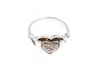925 Sterling Silver Diamond "Heart" Ring Size 7.5