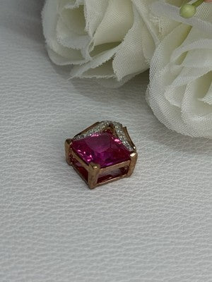 925 Sterling Silver Gold Plated Pink Topaz Pendant Length 0.80 Inch