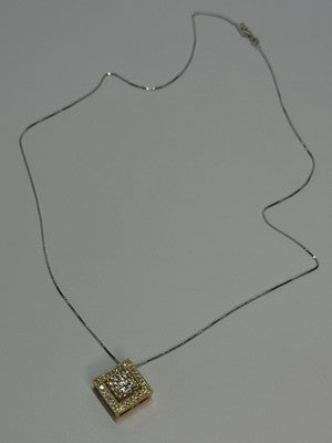 14K YELLOW WHITE GOLD CZ NECKLACE LENGTH 18 INCH