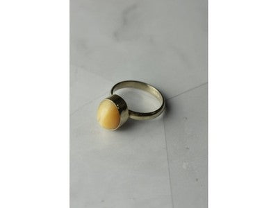925 Sterling Silver Amber Ring Size 8.5