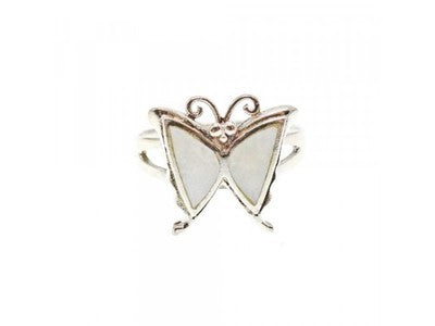 925 Sterling Silver Mother Of Pearl "Butterfly" Ring Size 8.5