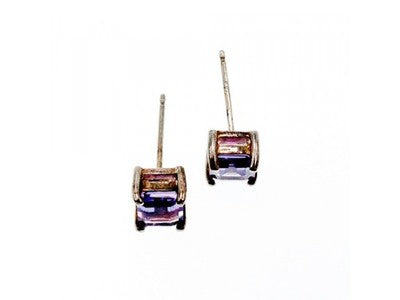 925 Sterling Silver Amethyst Stud Earrings