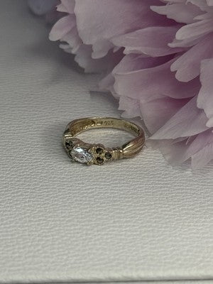 925 Sterling Silver Beryl & Marcasite Ring Size 7
