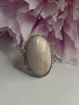Vintage 925 Sterling Silver Rink Abalone Ring Size 6.5