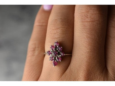 925 Sterling Silver Pink Topaz "Flower" Ring Size 6