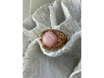 925 Sterling Silver Gold Plated Morganite "Passion" Ring Size 6.5
