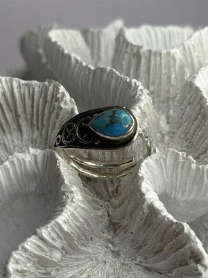 Unique Design 925 Sterling Silver Turquoise Ring Adjustable