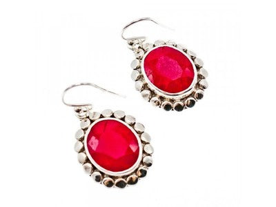 925 Sterling Silver Ruby Earrings