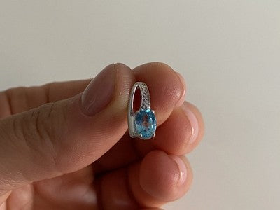 925 Sterling Silver Topaz & Diamond Pendant