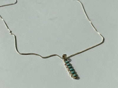925 Sterling Silver Turquoise Chain With Pendant Italy