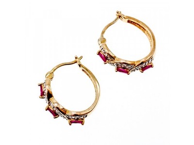 925 Sterling Silver Gold Plated Pink Topaz Earrings