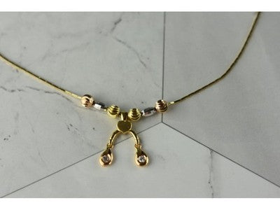 Designer 18K Yellow, White & Pink Gold Diamond Italy Necklace