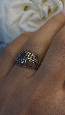 Greek Key 925 Sterling Silver Tribal Pattern Ring Size 6