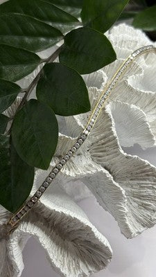 Shiny 925 Sterling Silver Gold Plated Cz Bracelet 7.5