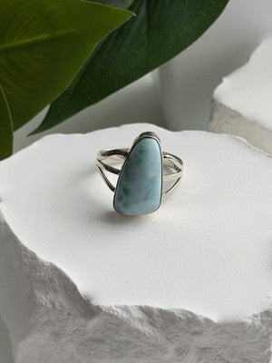 925 Sterling Silver Larimar Ring Size 8.5
